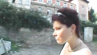 Short Haired European Brunette Sucking Dick And Fucked In Public