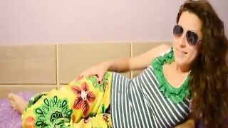 Brunette gives footjob with cumshot