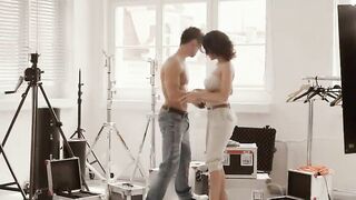 Busty art sexing in the backstage