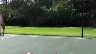 Basketball turns into slam dunk blowjob