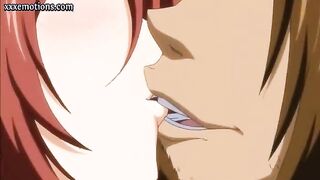 Redhead hentai enjoys boobs massage