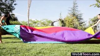 Teen lesbians kissing n licking outdoors