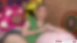 Horny college teen Lauren takes two cocks in on shot