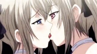 Two anime chicks licking cock