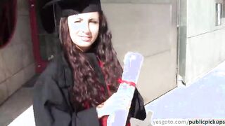 Kerry exposes pussy for money and gets fucked on her graduation day