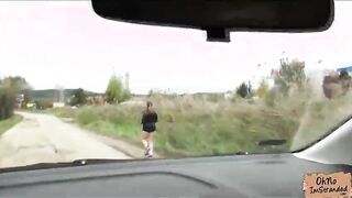 Gorgeous Russian hitchhiker chick gets fucked after sucking strangers cock