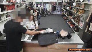 Latina Flight Attendant gives blowjob