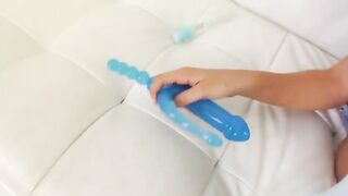 Blonde princess deep dildoing her anus