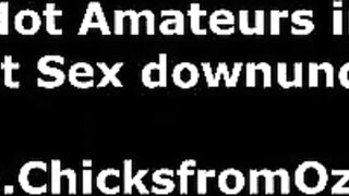 Aussie lesbians kissing and groping outdoors