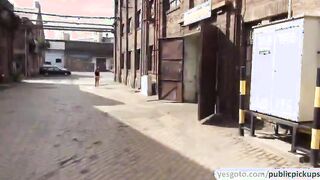 Bianca flashes tits for  cash and let the stranger squeezes her tits