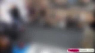 Brave lesbian girl sucked huge cock in the shop 