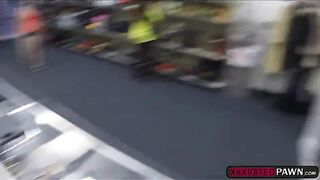 Cute girl comes at the pawnshop and gets stripped and fucked