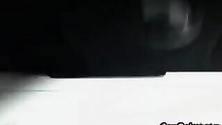 Big titty babe dildos her pussy in public bathroom