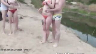 Real swingers have sex party on beach
