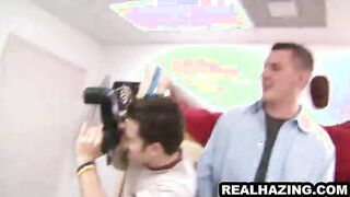 Three frat boys having group sex in the dorm rooms