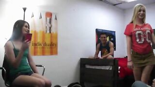 Three fluent young girls enjoying groupsex