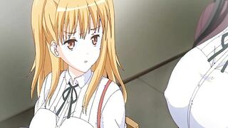 Japanese hentai sucking monster cock and poking from behind by monster