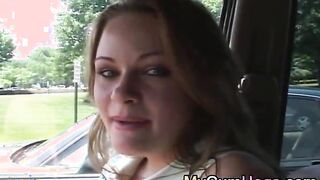 Facial on big tit amateur girl