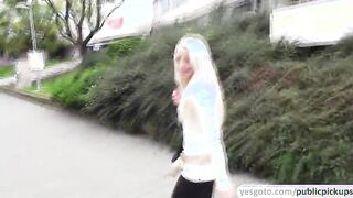 Blonde amateur gets picked up in public and sprayed with sperm after sex