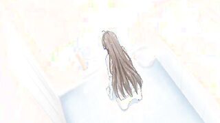 Busty Japanese hentai schoolgirl standing fucked and creampie