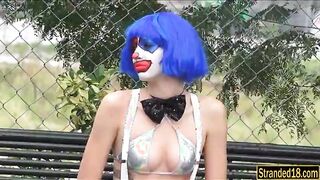 Frown clown Mikayla got free cum on mouth