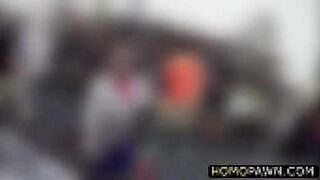 Fearless short looking guy tries group sex in the shop