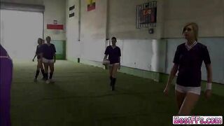 Girls soccer team picks on their rookies by getting them stripped