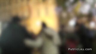 Dude gets blowjob in phone booth