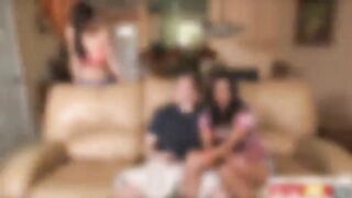 Couple bangs a hot stepmom in a hardcore threesome