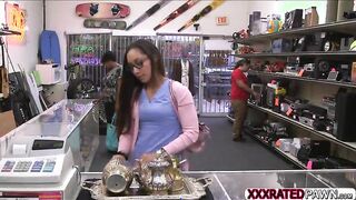 Sexy medical assistant rides a dick and gets rammed for cash