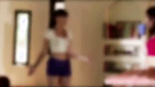 Babysitter Dana and Jodi scissor fucking at home until bursting orgasm