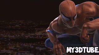 3D babe getting fucked on a rooftop by Spiderman