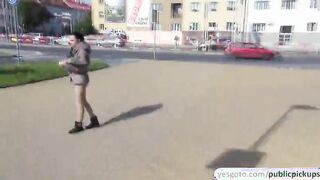 Ashley rides a cock in public and gets a creampie dripping from her hole