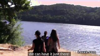 Amateur lesbians licking in woods