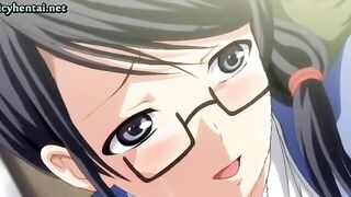 Anime with glasses gets laid doggy