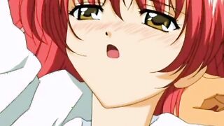 Redhead anime sweety eats big cock
