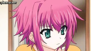 Redhead anime gets nipples rubbed