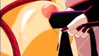 Anime lesbians takes big strapon