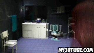 Busty 3D redhead babe getting licked and fucked