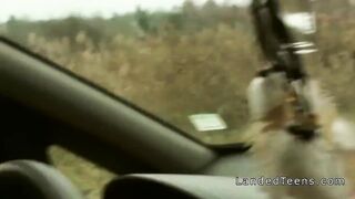 Stranded teen gangbanged in the car