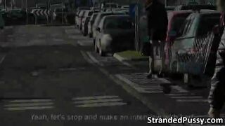 A damn wild orgy with three sexy hitchhickers Alexis Alyssa and Tricia