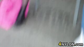 Nylon Covered Legs In Public