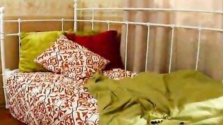 Sweet brunette european twink Jerome stripping and showing his perfect young body in the bedroom