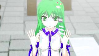 Sweet hentai shemale rides and cums on floor