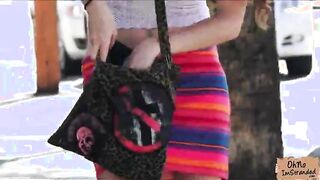 Hot redhead hitch hiker flashes her pinkish nipples and gets fucked