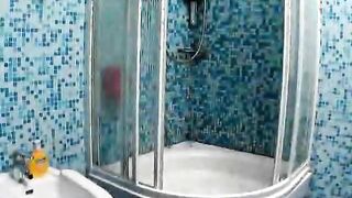 Kinky european twink Tommy washing ass and jerking off his big dick in the shower