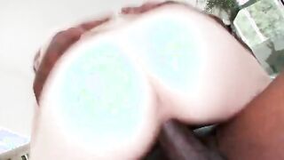 Blonde in glasses sucks and fucks black dick