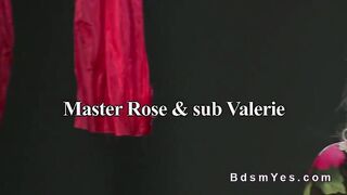 Blindfolded bdsm blonde strapped