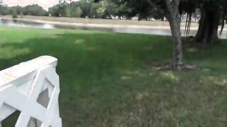 Cute latina brunette sucking dick in POV outdoor