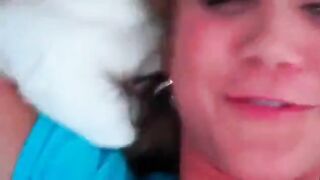 Blonde hottie sucking hard shaft in POV